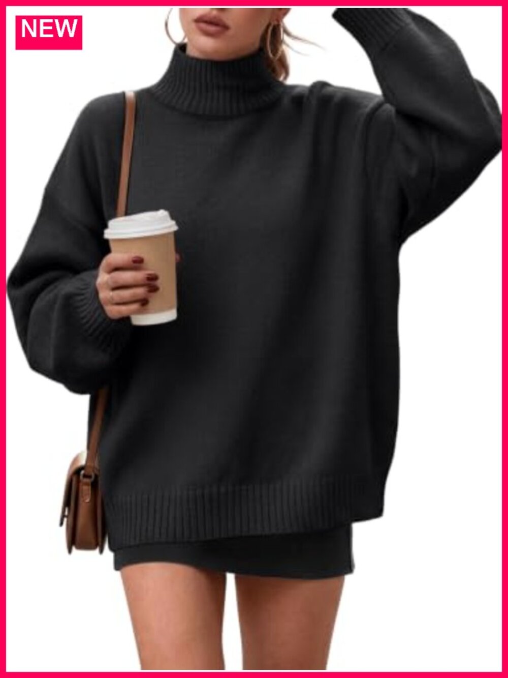 Oversized Cozy Knit Pullover Sweater | Women's Long Sleeve Mock Turtleneck